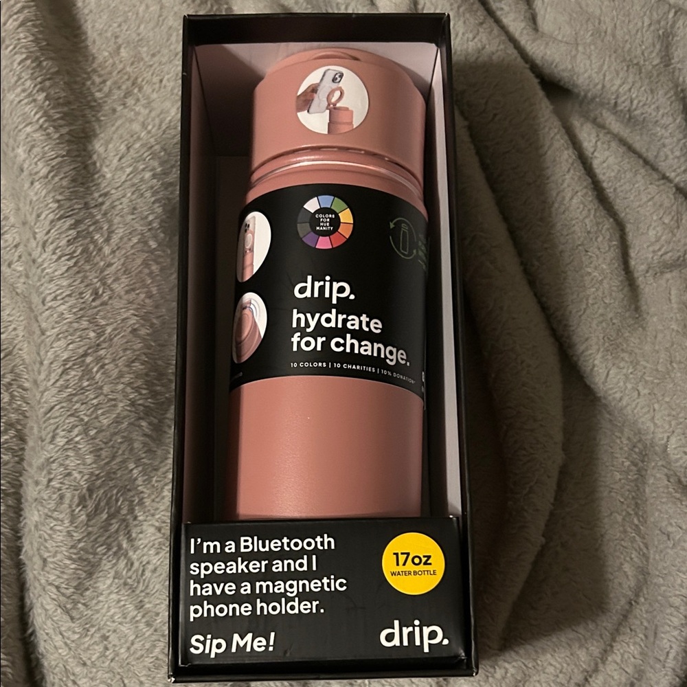 Drip Pink Bluetooth Speaker with phone holder  17 oz Water Bottle
